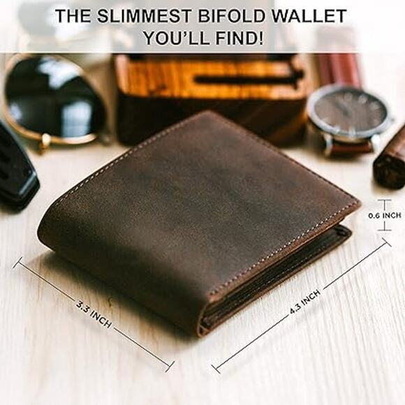 Leather Wallet for Men RFID Blocking Bifold, Extra Capacity with 2 ID Wi… - Picture 1 of 4